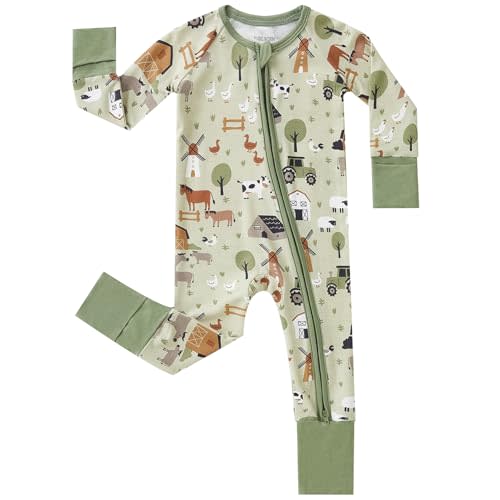 pureborn Baby Sleeper Viscose from Bamboo Zipper Footies Pjs 0-24 Months | Buttery soft, 2 way zipper, breathable, infant boy girl, fold-over mittens & foot cuffs, all-season, comfort, snug, unisex