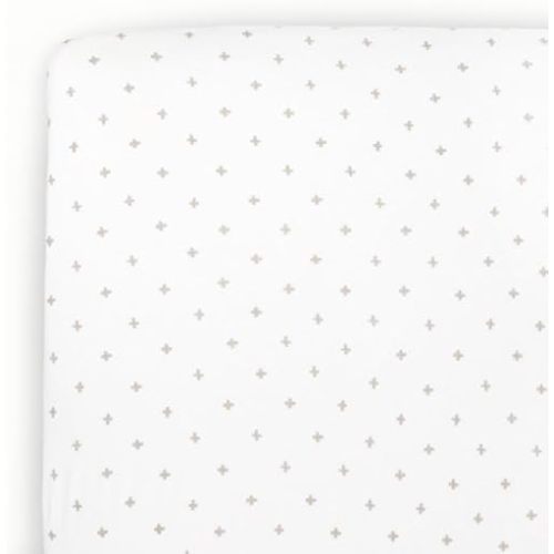 Little Unicorn Premium Stretch Knit Crib Sheet |Super Soft with Optimal Stretch (Grey Cross)
