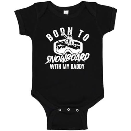 Born to Snowboard with Daddy Baby One Piece Bodysuit Or Toddler T-Shirt Snowboarding Newborn Gift