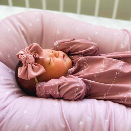Solid Light Dusty Rose Personalized Newborn Baby Knot Gown
