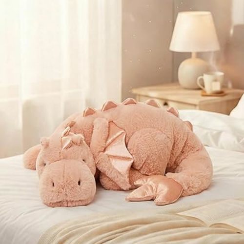 ARELUX Large 36in Cute Dragon Stuffed Animals Plush Toy Soft Pink Pterosaur Plushie Giant Fuzzy Dinosaur Pillow Plushies with Wings Cuddly for Friends Family Member