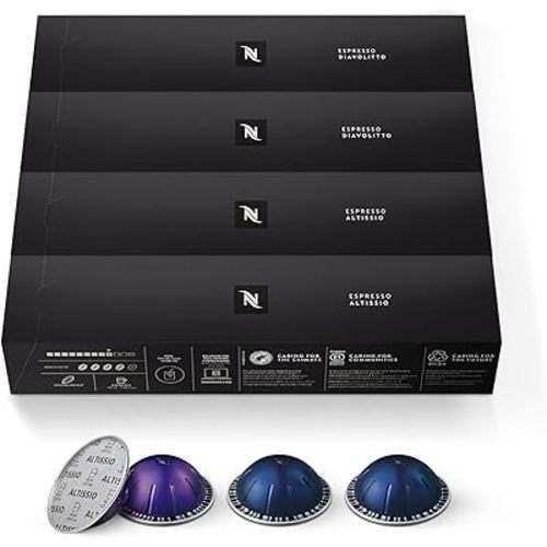 Nespresso Capsules Vertuo, Espresso Bold Variety Pack, Medium and Dark Roast Coffee, 40-Count Espresso Pods, Brews 1.35oz.
