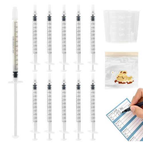50 Sets 1mL Colostrum Syringes with Caps, Colostrum Collector Kit Include 50pcs 1mL Sterile Syringes for Colostrum, 1 Measuring Cup, 5 Storage Bags, 50 Labels