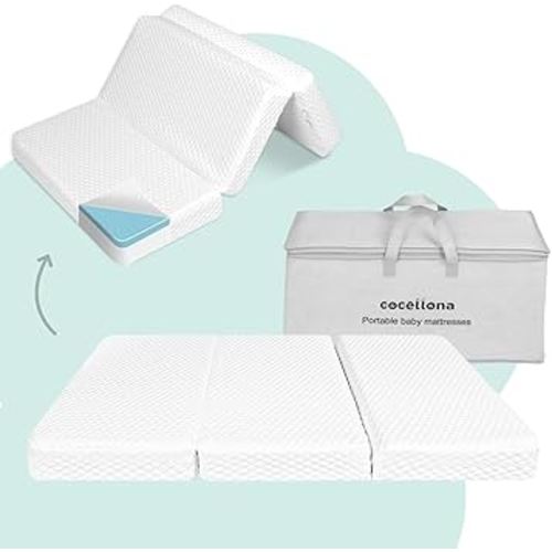 Pack and Play Mattress, 38x26 Trifold Pack n Play Mattress with Breathable Removable Cover, Dual-Sided Memory Foam Portable Foldable Mini Crib Mattress for Baby Toddlers