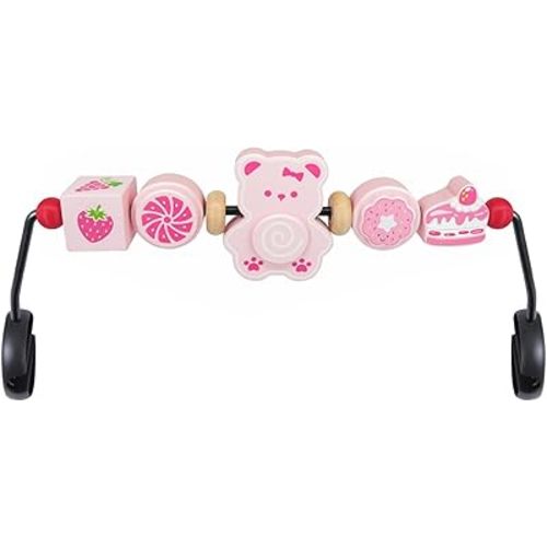 iGRATENS Baby Bouncer Toy Bar, Toy Bar for Baby Bouncer, Warm and Playful Pink Rainbow Design for Baby Girls, Easy to Attach and Remove, Child-Safe Paint, Safe for Babies