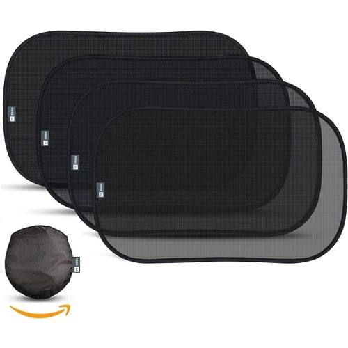 Car Window Shade XL (4-Pack) - Extra Protective UPF 50+ Protection Sun Shade for Car Window - Car Window Shades for Baby and Kids - Blocks Over 99% of Harmful UV Rays - Strong Static Cling - 21”x14” - 21 x 14 Inches
