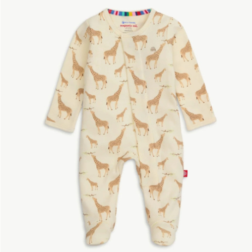 cream jolie giraffe organic cotton magnetic parent favorite footie – Magnetic Me