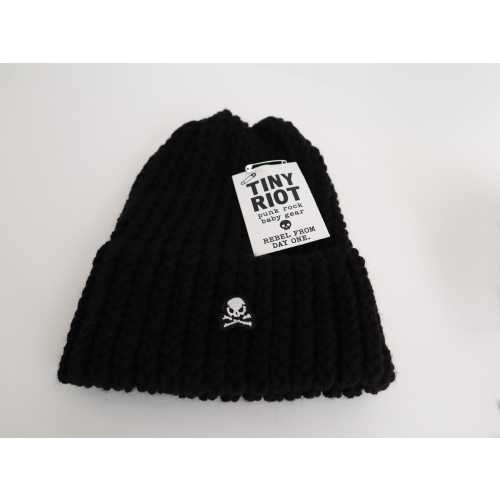 Crocheted Baby Beanie: Black, Optional Skull Patch