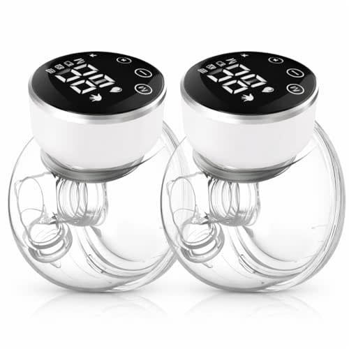 NaNaLazy Wearable Breast Pump Hands Free of Longer Battery Life & LED Display, Portable Electric Breast Pump with 3 Modes & 9 Levels & Low Noise, 24 mm Flange, 2 Pcs White