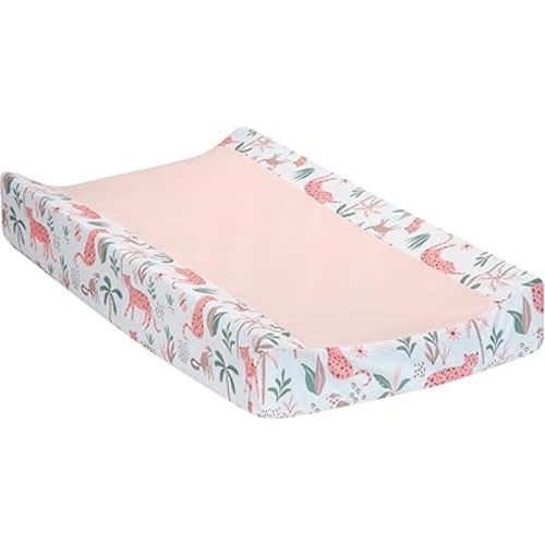 Lambs & Ivy Enchanted Safari Animals Pink/White Jungle Changing Pad Cover