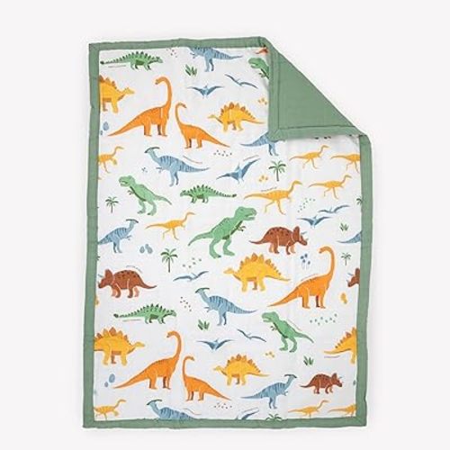 Little Unicorn Lofty Comforter Blanket | Super Soft & Breathable Muslin Fabric| Great for Play & Bedtime Blanket (Dino Names)
