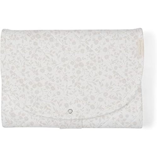 Makemake Organics Organic Portable Changing Pad GOTS Certified Organic Cotton Fill Portable Diaper Changing Mat Diaper Clutch Changing Station Kit Compact Travel Pad (33"x34", Gardenia)
