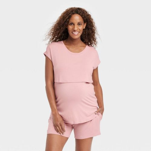 Nursing Top And Shorts Sleep Maternity Pajama Set - Isabel Maternity By Ingrid & Isabel™ Pink S