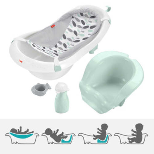 Fisher-Price 4-In-1 Sling 'n Seat Baby Bath Tub, Climbing Leaves