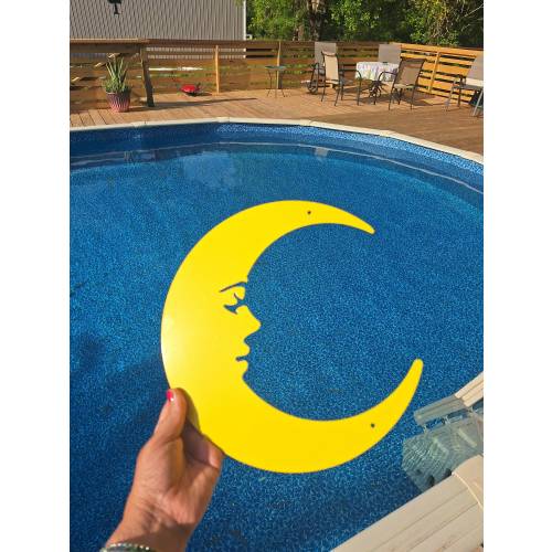 Metal Crescent Moon Wall Art: Man in the Moon Decor