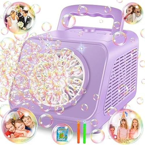 Upgraded Bubble Machine with 2 Speed Levels,Blow 20000+ Bubbles/Minute,Portable Automatic Bubble Machine for Kids Toddlers,Durable Bubble Maker Outdoor Toys Gifts for Birthday,Wedding,Party,Christmas
