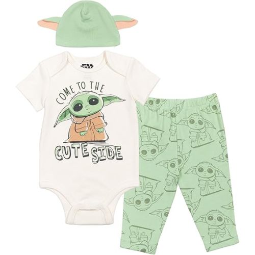 STAR WARS Millennium Falcon Chewbacca Darth Vader Baby 3 Piece Outfit Set: Cuddly Bodysuit Pants Hat Newborn to Infant