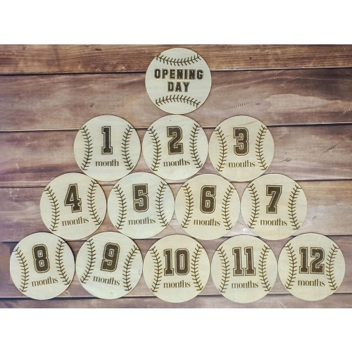 Milestone Markers Sports, Baseball Monthly Milestone Signs, Perfect Baby Shower Gift, Newborn Wood Photo Prop Discs, Sports Nursery Decor
