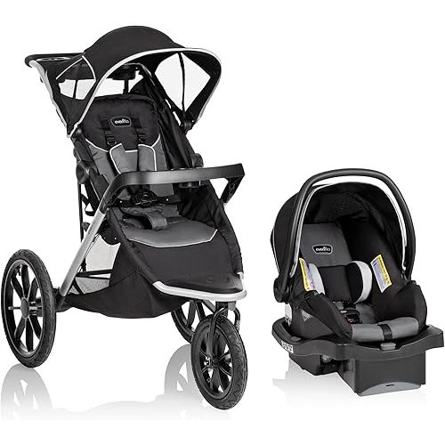 Evenflo Victory 3 Wheel Jogging Travel System w/LiteMax Infant Car Seat (Gray Scale)