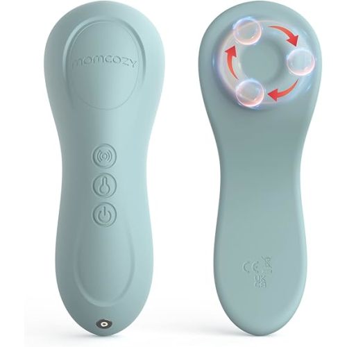Momcozy Rolling Lactation Massager with Heat, 3-in-1 Real-Like Massage for Relieve Clogged Ducts, Breast Massager Warming for Breastfeeding, Improve Milk Flow, Blue-Green