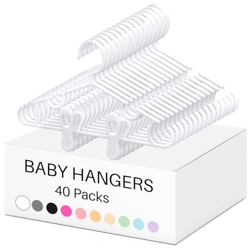 Hsei 120 Packs Baby Hangers with Clips Toddler Hangers with Clips for Kids Pants Closet Coat Skirts Socks (White)
