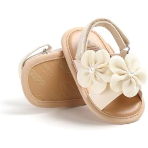 GDSDYM Infant Baby Girls Summer Sandals with Flower Bowknot Soft Sole Wedding Dress Flats Newborn First Walkers Crib Dress Shoes