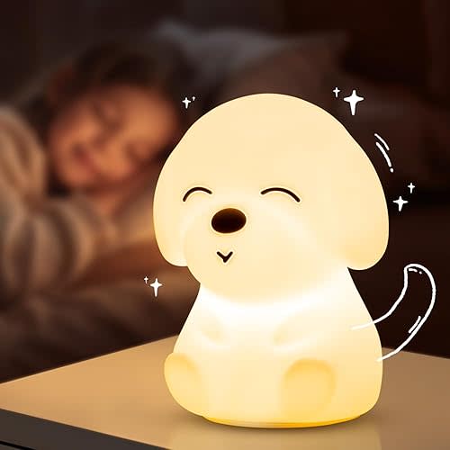 Night Light for Kids Lamp,16 Colors Cute Night Light for Baby Nursery,2 Brightness Kids Nightlight,Soft Silicone Dog Lamp,Timer Baby Lights for Nursery,10 Hours Use Squishy Puppy Gifts for Boys&Girls
