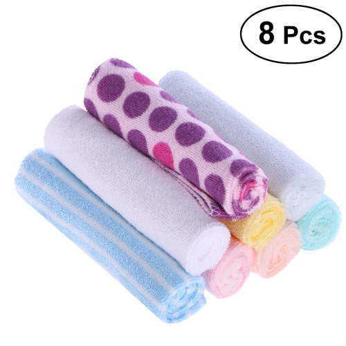 8pcs Cotton Baby Face Washers Hand Towels Washing Bath Shower Wipe Nursing Towel (Random Color)