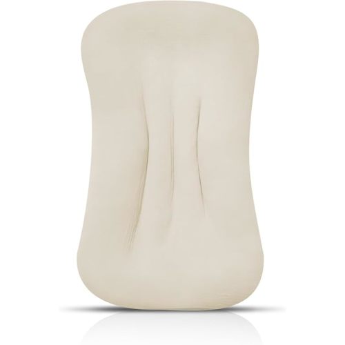 Muslin Baby Lounger Cover Organic Cotton Removable Slipcover Fits Infant Lounger Pillow Soft Comfortable Newborn Padded Lounger Cover Floor Seat Cover for Boys and Girls (Beige)