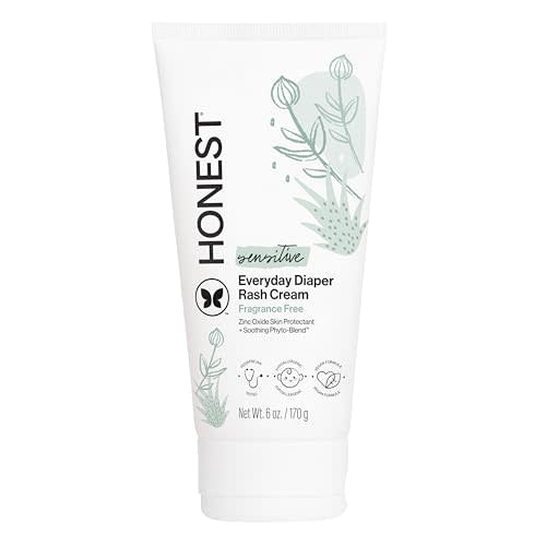 The Honest Company Diaper Rash Cream, Zinc Oxide Ointment, Moisturizing & Calming, Hypoallergenic, NEA Recognized, Cruelty-Free, Value Size 6 oz