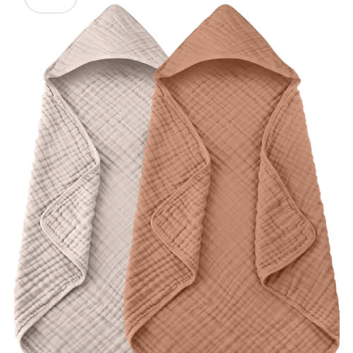 Amazon.com: Spotted Play 2 Pack Hooded Baby Towels - 100% Muslin Cotton for Newborns, Infants, Toddlers - Large 32x32 Inch Size - Highly Absorbent and Essential for Newborn Care, Light Bean Paste : Baby