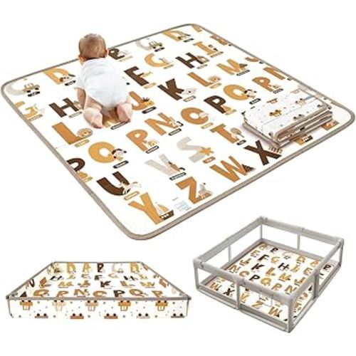 Baby Play Mat for Baby Activity, 50 x 50 Playpen Mat, Foldable Foam Cushioned Playmat, Soft Lightweight Waterproof, Easy to Store Wipeable, Tummy Time & Floor Play, for Babies Infants and Toddler