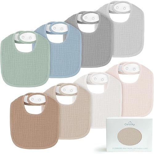 8 Pack Muslin Baby Bibs for Boys Girls, Soft Cotton Baby Bibs for Drooling and Teething