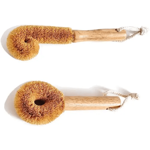 Wodden Cleaning Brush, Bottle Washing Brush, Pan Scrub Brush, Natural Coconut Fiber Brush Head , Sturdy, Deep Cleaning, Eco-Friendly