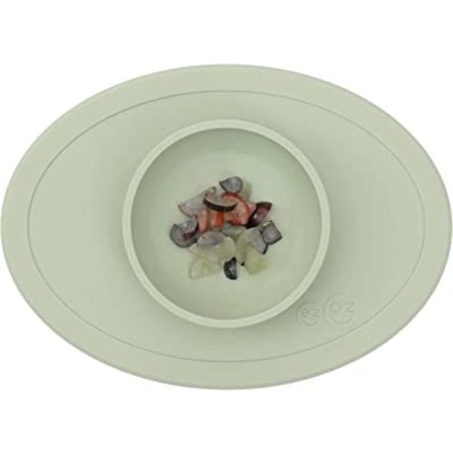 ezpz Tiny Bowl (Sage) - Silicone Baby Bowl with Suction for 6 Months + - Built-in Placemat - First Foods + Baby Led Weaning - Fits on All Highchair Trays - Suction Bowls for Baby