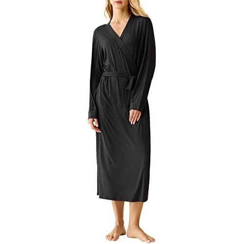 Latuza Women's Viscose Robes Long Sleeves Bathrobe with Pockets