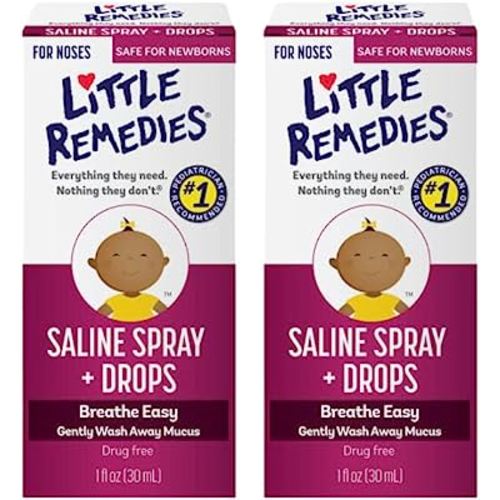 Little Remedies Little Noses Saline Spray Drops, 1 Fl Oz, Pack of 2