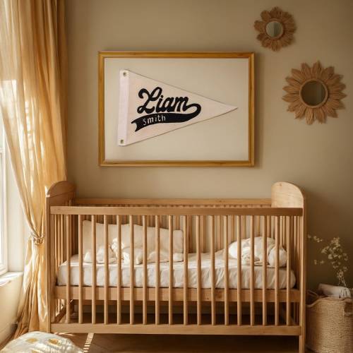 Hand Embroidered Name Pennant Flag Pennant Banner Custom Flag Custom Pennant name banner Baby name sign Gifts for kids Wall Art decor