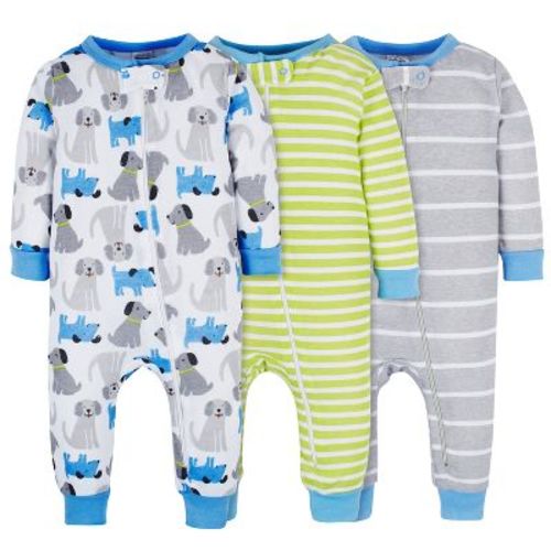 Onesies Brand Baby Boys' Snug Fit Footless Pajamas - Stripes & Doggies - 6 Months - 3-Pack