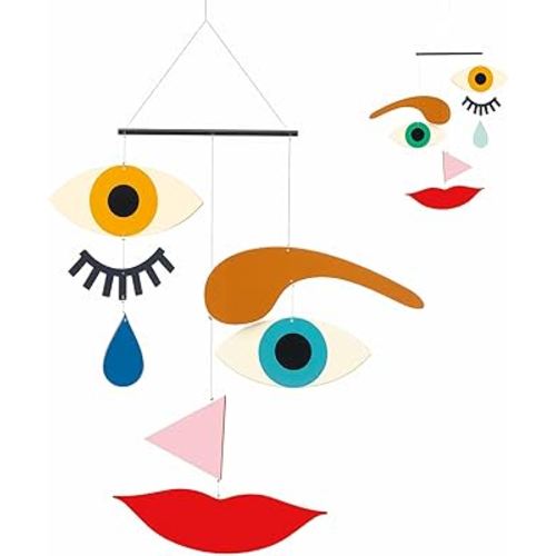 DJECO Make-A-Face Mobile - Fun & Easy Magnetic, Wooden Mobile for Home or Gifts - Creative Activity for Family & Friends, Bedroom or Nursery Decor for Kids