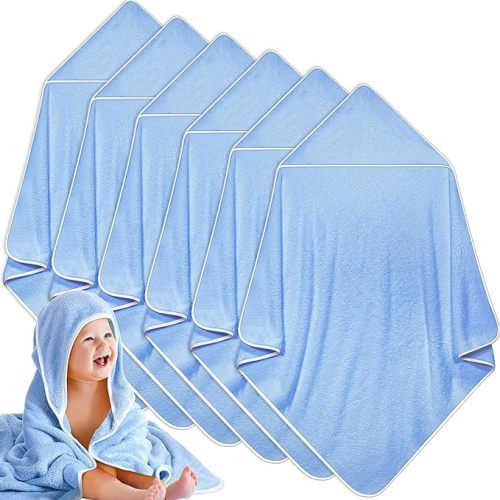 Chumia 6 Pack Baby Bath Towel Coral Fleece Soft Absorbent Newborn Hooded Towel for Kid 30 x 30 Inch Toddler Bath Blanket for Babies Infant Shower Gift(Gray/Beige/Blue)