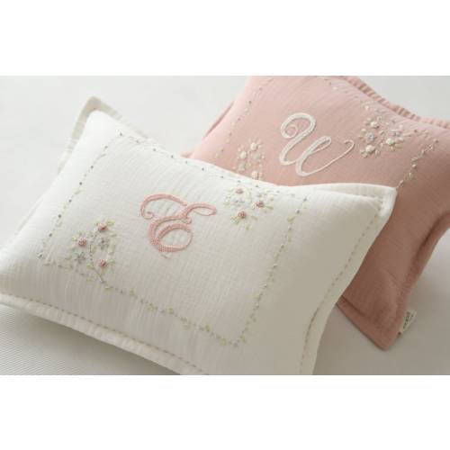 Floral Initial Patterned Handmade Embroidered Baby Pillowcase, İnitial Baby Pillowcase, Custom Name Pillowcase, Newborn Gift, Nursery Decor