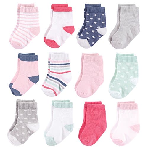 Hudson Baby baby-girls Cotton Rich Newborn and Terry Socks