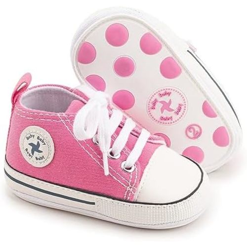 Baby Boys Girls Star High Top Sneaker Soft Anti-Slip Sole Newborn Infant First Walkers Canvas Denim Shoes
