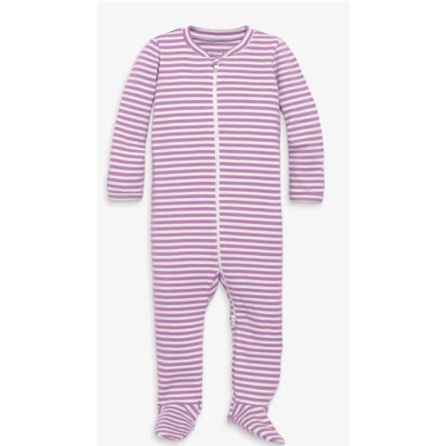 Baby organic zip footie in stripe | Primary.com