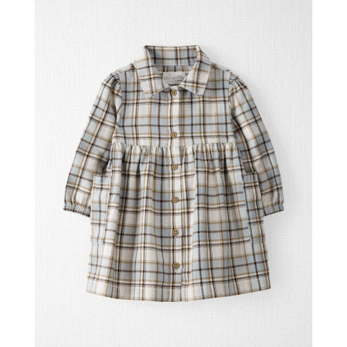 Baby Organic Cotton Herringbone Button-Front Dress in Plaid - Little Planet | Carter's