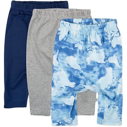 HonestBaby Multipack Harem Pants Roomy Fit Pull on Bottoms 100% Organic Cotton for Infant Baby Boys, Girls, Unisex