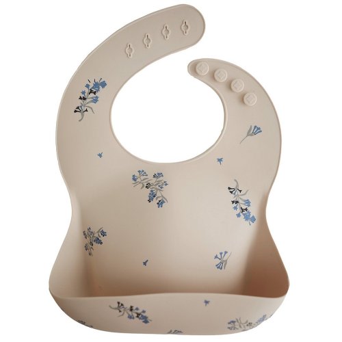 Mushie Silicone Lilac Flower Print Baby Bib