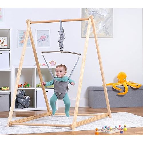 Avenlur Tulip Baby Bouncer - Foldable Baby Jumper with Stand - Self Standing Bouncer for Children 6 Months to 3 Years - Baby Bouncer Seat (Gray)