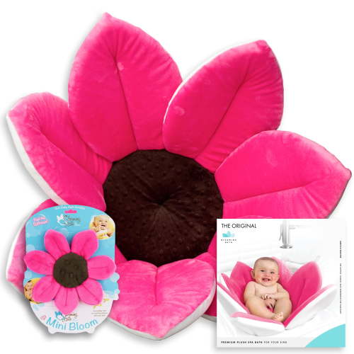 Blooming Bath 7 Petal Flower Baby Bath Seat for Sink - Pink + Scrubbie